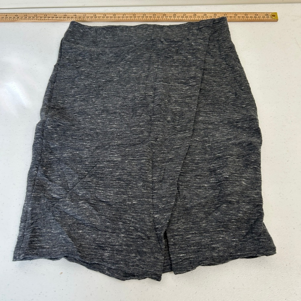 Ann Taylor Loft Gray Marled Knit Wrap Front Pencil Skirt Size M Back Zip 6871